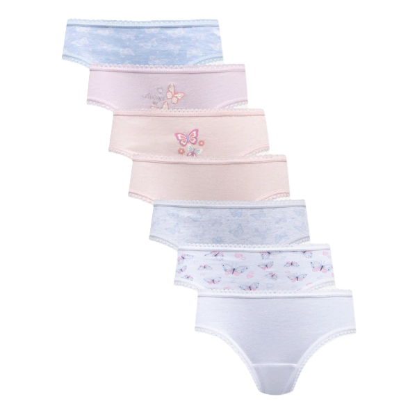 Millipoort Girls Grey Cotton 7 Pack Panties
