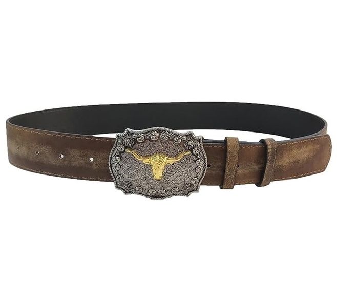 Western Cowboy Leather Belts - Dark Brown