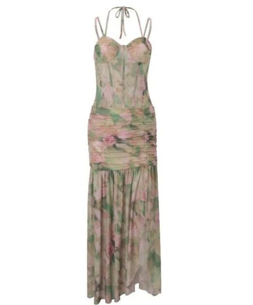 Women Green Polyester Dress Ankle Dress