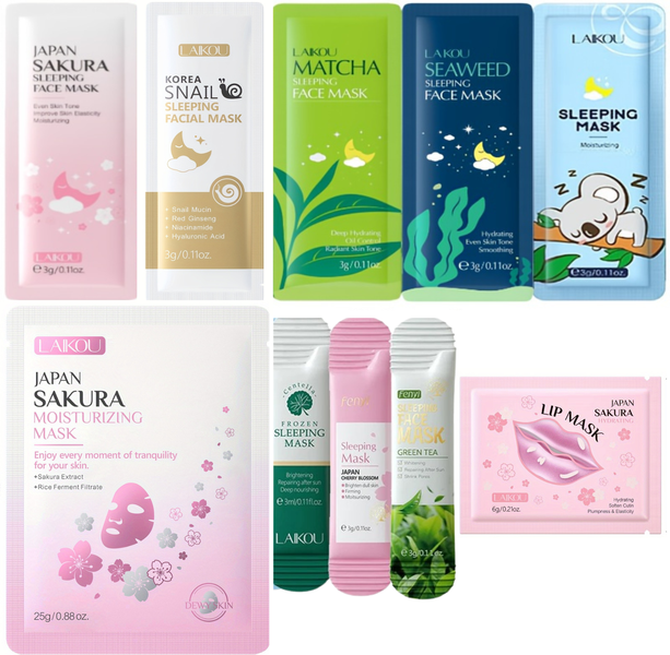 10-Piece Sleeping Mask &amp; Lip Mask Set- Luxury Overnight Multiskin Skincare