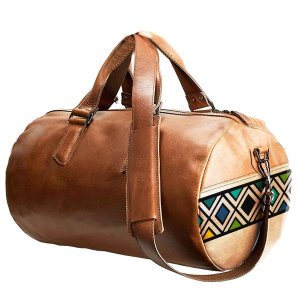 Genuine Leather Duffel Bag - Ndebele Inspired