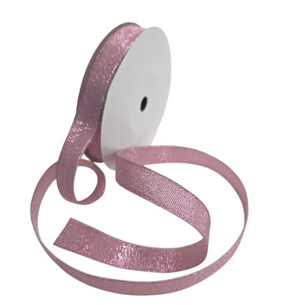 Light Pink Glitter Petersham Ribbon 15mm x 20m - Craft Ribbon