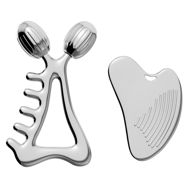 Stainless Steel Gua Sha Facial Tool &amp; Face Roller for Lymphatic Drainage