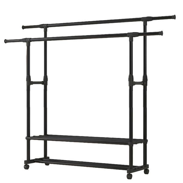 Double Rods Clothes Rack Clothing Rack for Hanging Clothes With Wheels