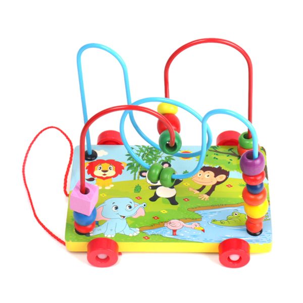 Wooden Animal Bead Maze and Pull Toy - Educational Montessori Toddler Toy