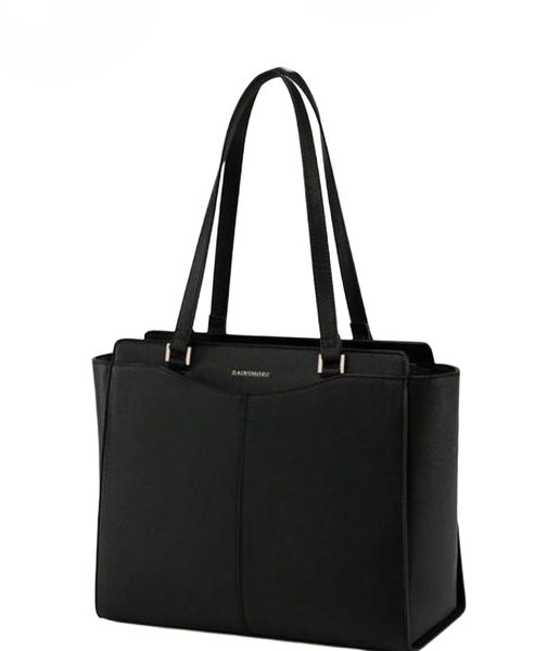 Large Capacity Waterproof Leather Laptop Tote with 6 Compartments