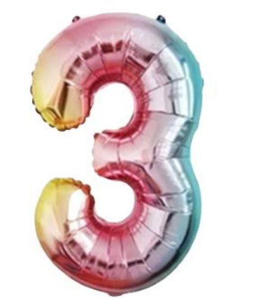 Birthday Number Rainbow Foil Balloon, 75cm