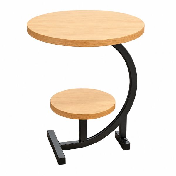 2-Tier Round Side Table with Storage Shelf