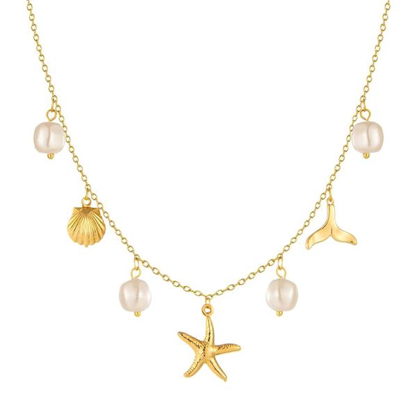 ZELTRYN Light Luxury Women's Necklace withMulti-elementPearlandShellAccents