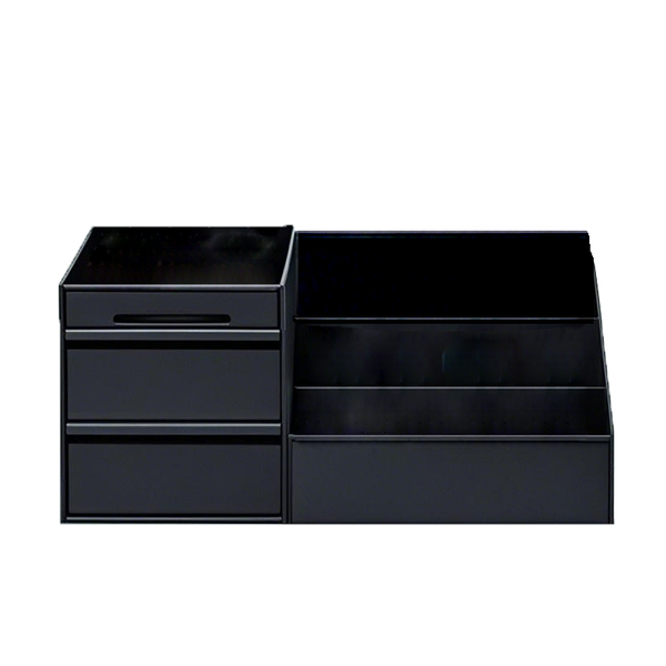Desktop Cosmetics Storage Box Organizer - Black - 2 Make Up Drawers