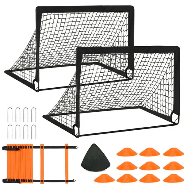 Kids Soccer Goal Set of 2 Portable Pop Up Foldable Training Nets Outdoor