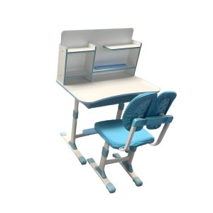 Kids Ergonomic Height Adjustable Study Desk with Bookshelf and Chair