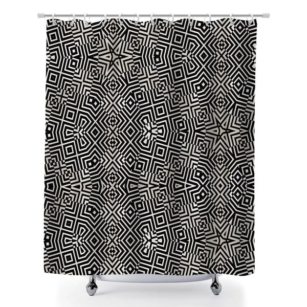 Shower Curtain with 12 Plastic Hooks, Graphic Print Bathroom Shower Curtain