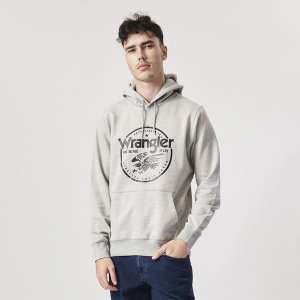 Wrangler Men's Eggull Hooded Sweat Fleece - Grey Melange