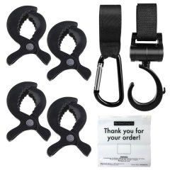 Durable Stroller Clips &amp; Hooks Set with Reusable Zipper Bag 7-Piece