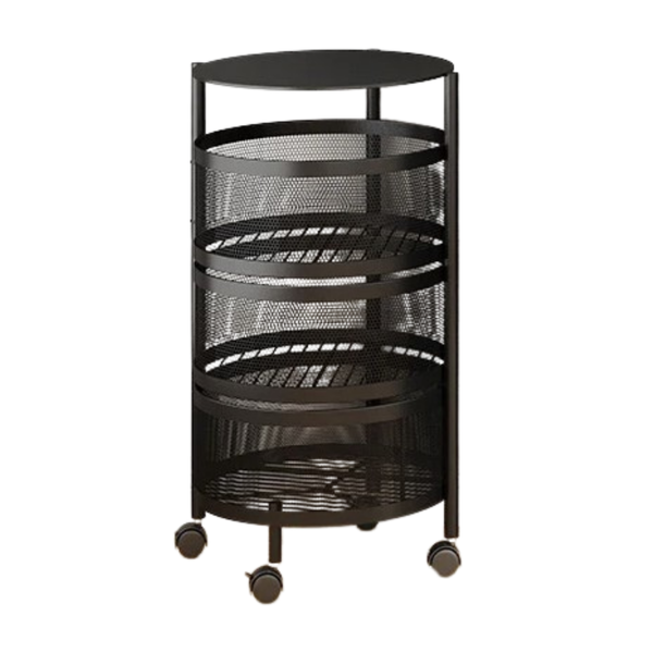 3 Tier 360° Rotating Multifunction Round Standing Storage Rack - Black