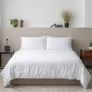 Relax Collection T-200 Cotton percale fitted sheet &amp; pillow cases- White