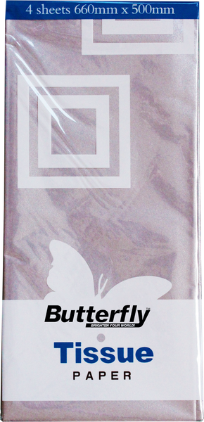Butterfly Tissue Paper 4 Sheets - Silver (Pack Of 12)