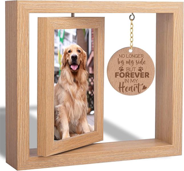 Wooden Photo Frame Rotatable Tabletop Ornament