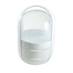 Handheld 2 Drawers Mini Makeup Cosmetic Organizer With Top Lid - White