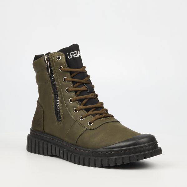 UBRT Men Olive Almond Toe Rubber Sole Boots