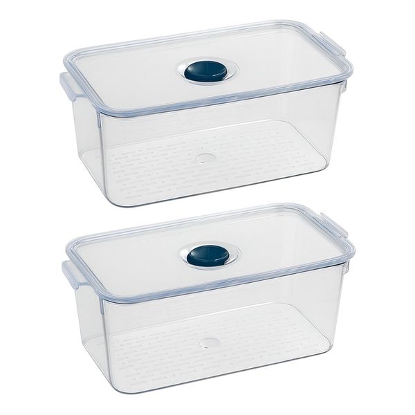 2 Pack - Food Storage Containers with Airtight Lids &amp; Drip Tray-Transparent