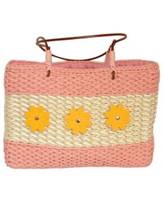 Fino SCM04313 Flower Design Straw/Beach Bag