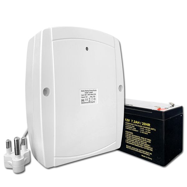 Sherlo Battery Backup Power Supply 12V 3.2Amp+Securi-Prod 12V 7.2AH Battery