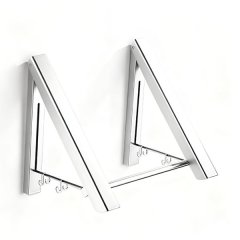Aluminum Foldable Wall-Mounted Clothes Drying Rack with 80 cm Rod - Silver