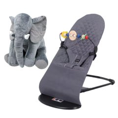 Portable Baby Bouncer Rocking Chair with Toy Bar &amp; Belecoo Elephant Pillow