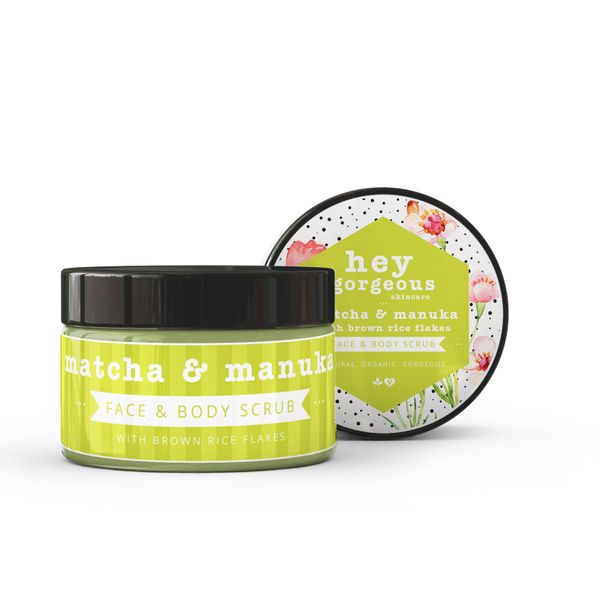 Hey Gorgeous , Matcha &amp; Manuka Face &amp; Body Scrub, 200g