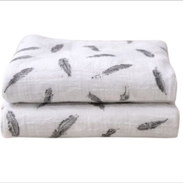 Grey Feather Baby/Toddler Muslin Throw