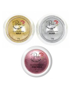 Pure Luxè Gold, Silver &amp; Rose Gold Chrome Powder For Nail Art