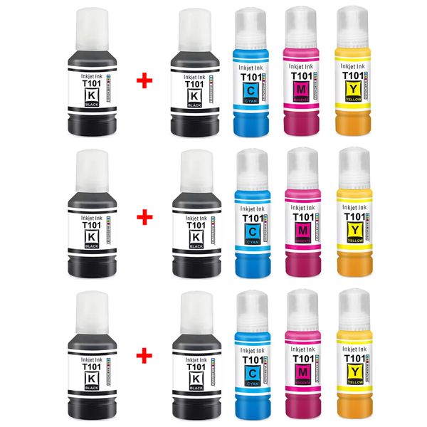 Epson 101 EcoTank Multipack x 3 + 3 X 101 Black - Compatible