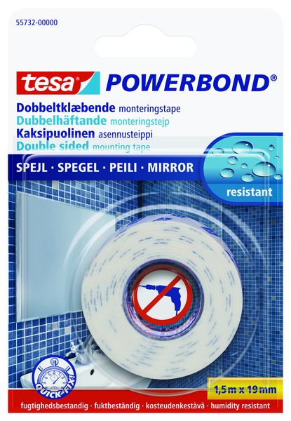 TESA Powerbond Mirror Tape 1.5m x 19mm Humidity Resistant