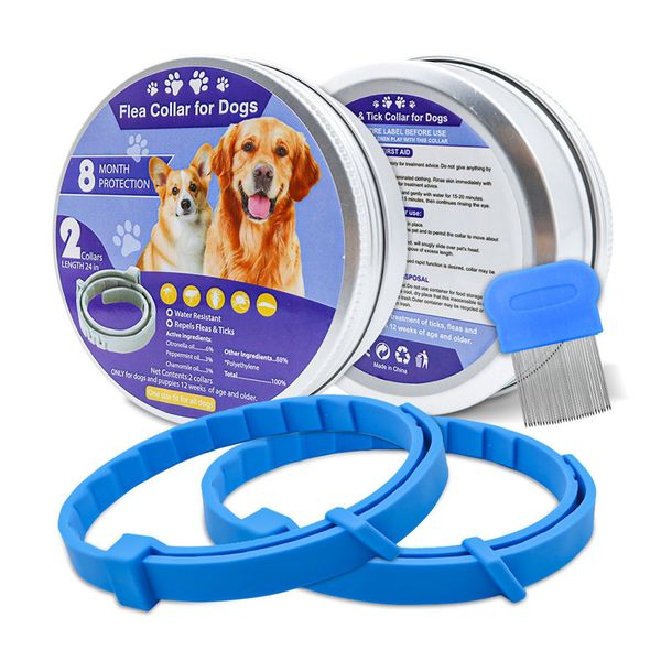 2-Pack Dog Collars, Waterproof, One Size Adjustable, Sky Blue