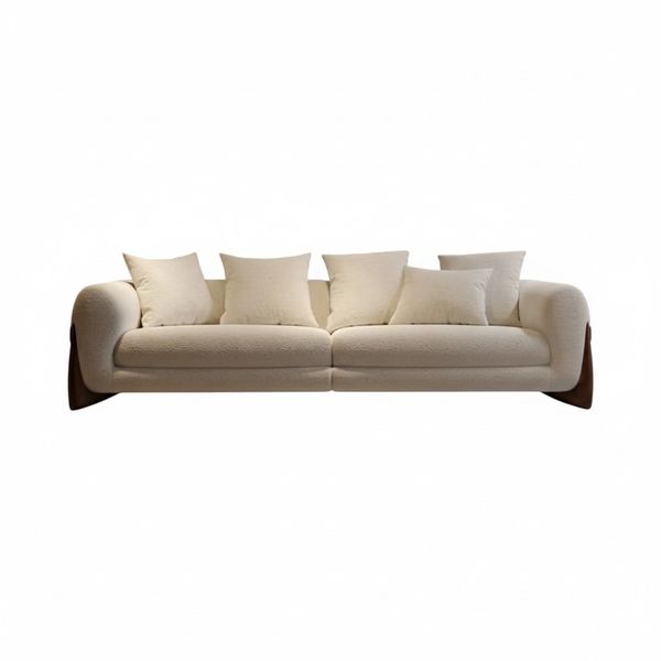 Polada Designer Couch - Premium Fabric Sofa with Scandi-Inspired Wood Trim