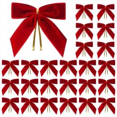 24PCS Christmas Bows Christmas Hanging Decorations Red Bowknot Christmas Tr