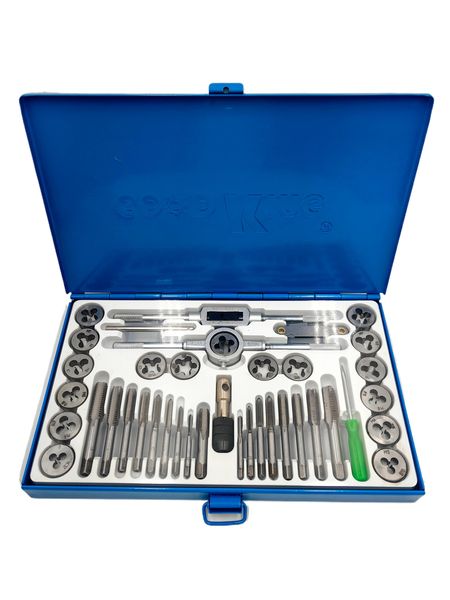 40PCS Tap and Die Set Metric Threading Tool Kit with Adjustable Wrench