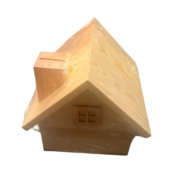Wooden House Piggy Bank - Kids Money Saving Box - 15x15x10cm