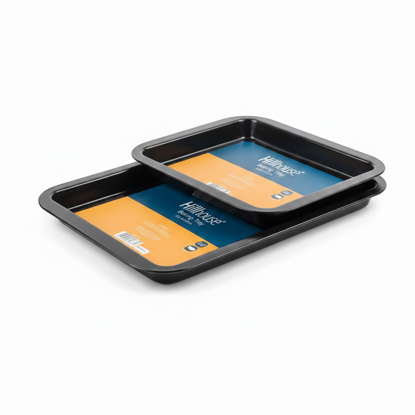 Hillhouse Non-Stick Baking Tray 33x23x2cm for Cookies and Pastries - 2 Pack