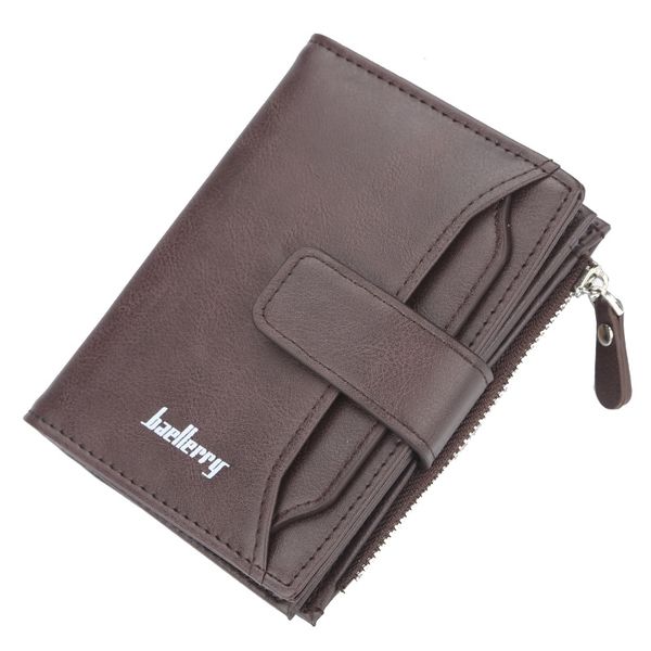 PU Leather Men's Multi-Card Slot with Zipper Short Wallet