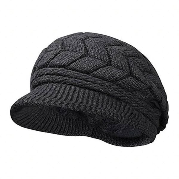 Women Winter Warm Knit Hat Wool Snow Ski Caps with Visor