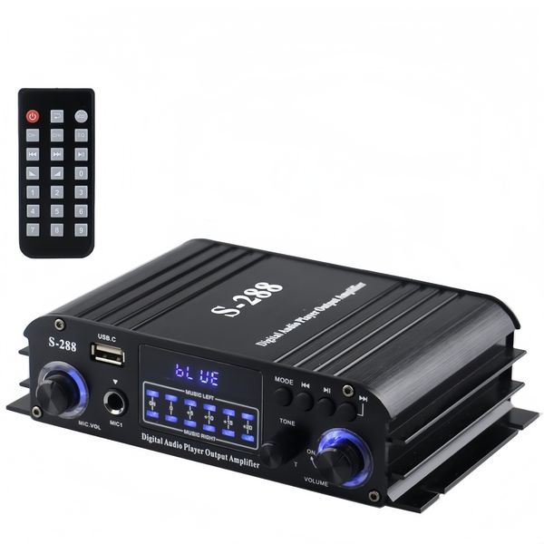 4 Channel Bluetooth 5.0 Stereo Amplifier,Includes Remote &amp; Power Adapter
