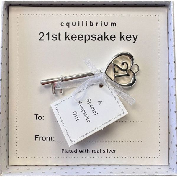 Equilibrium Heart 21st Keepsake Silver Plated 6 cm Key