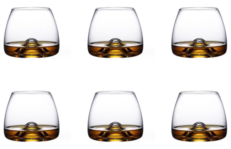 6 Glass Tumblers with Decorative Bottom for Whiskey, Scotch, Cocktails