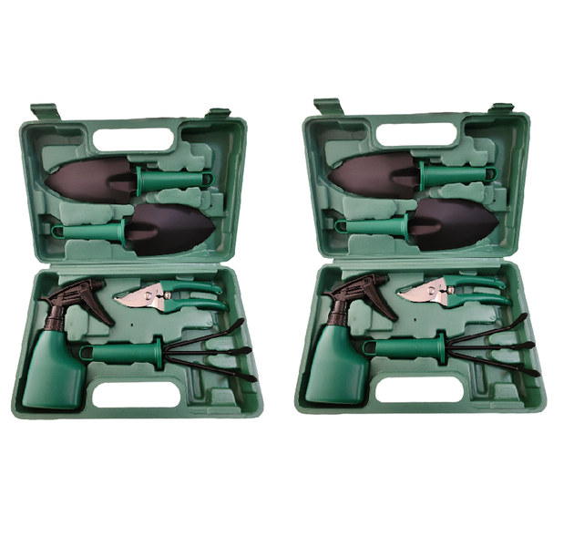 2 Pack Gardening Hand Tools With Carry Case-5-Pieces