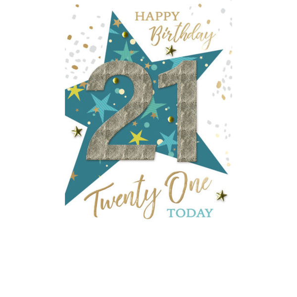Greeting Card - 21st - Turquoise Star