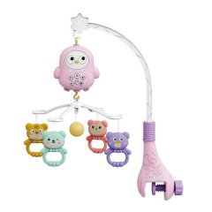 Portable Musical Crib Mobile with Rattles, Travel Bed Toy for Nursery