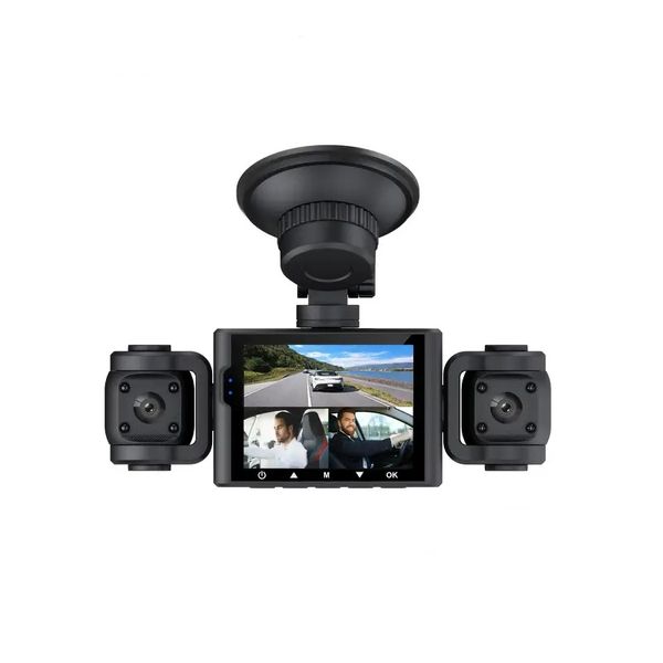 3-Channel 1080P Dash Camera w/ 360 Rotating Lens &amp; Super Night Vision